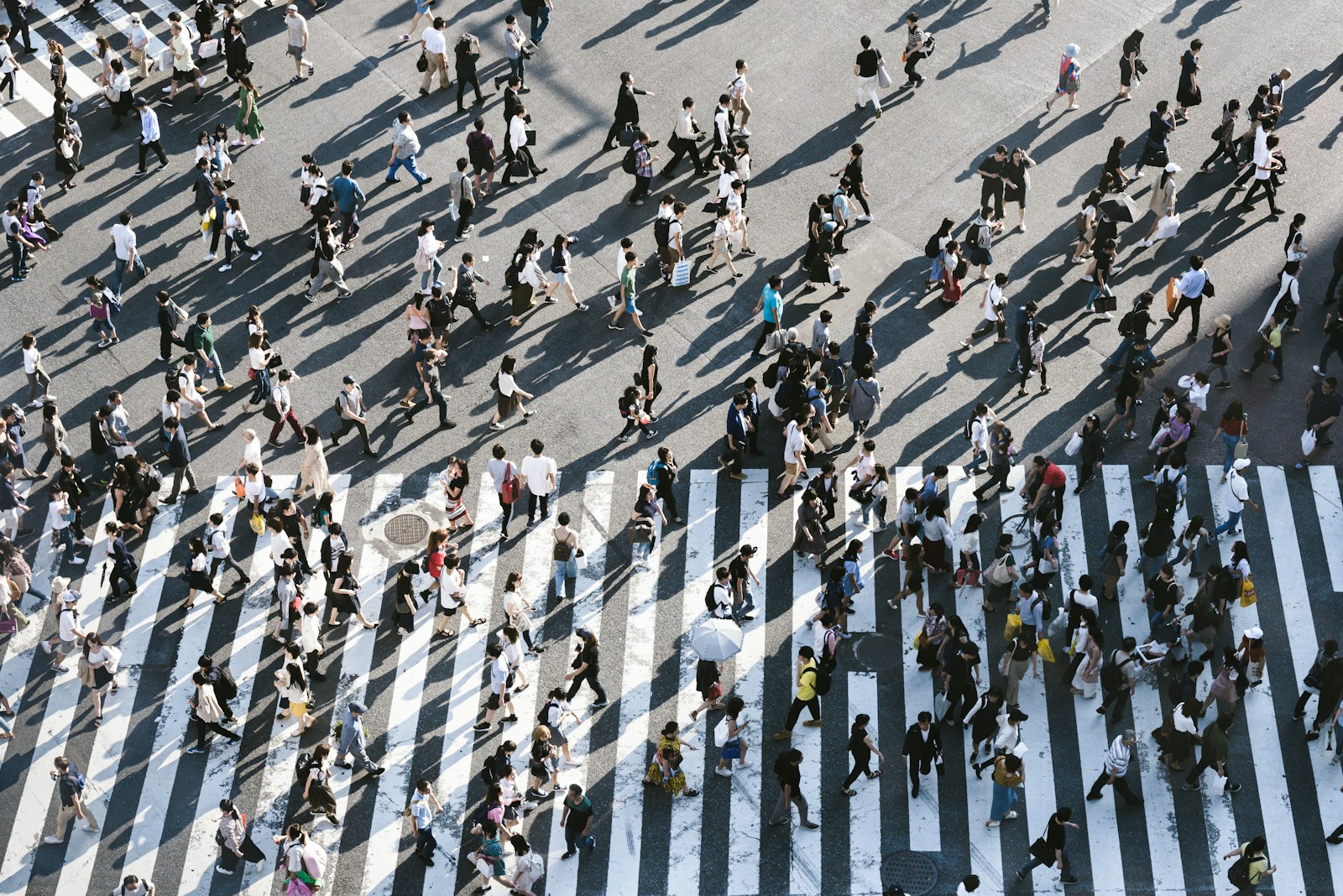 Photo by Ryoji Iwata aerial view of people walking on raod